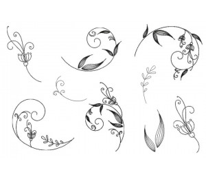 Stickserie - Flower Swirls Line Art
